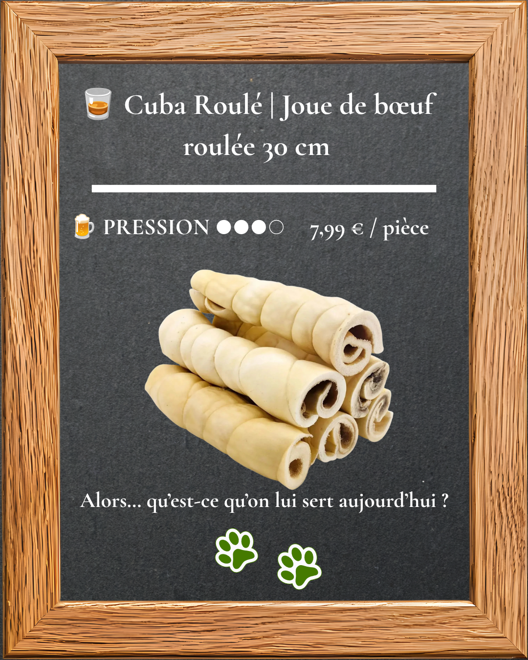 Cuba Roulé, joue de bœuf roulée 30 cm, mastication naturelle pour chien