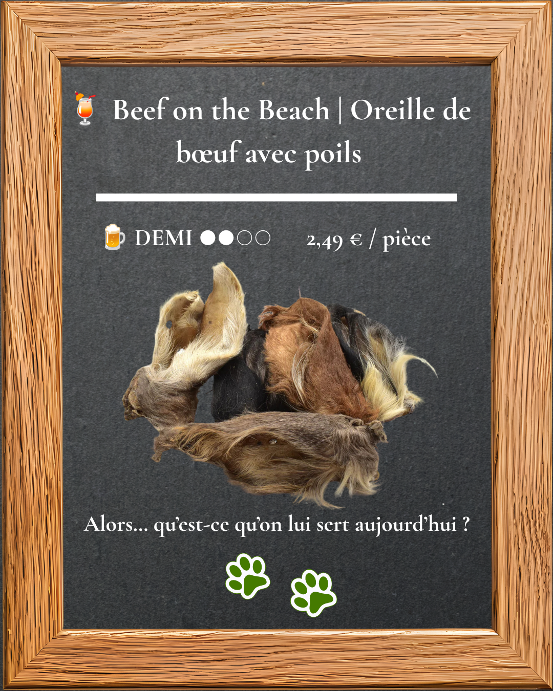 Beef on the Beach, oreille de bœuf avec poils, mastication naturelle pour chien