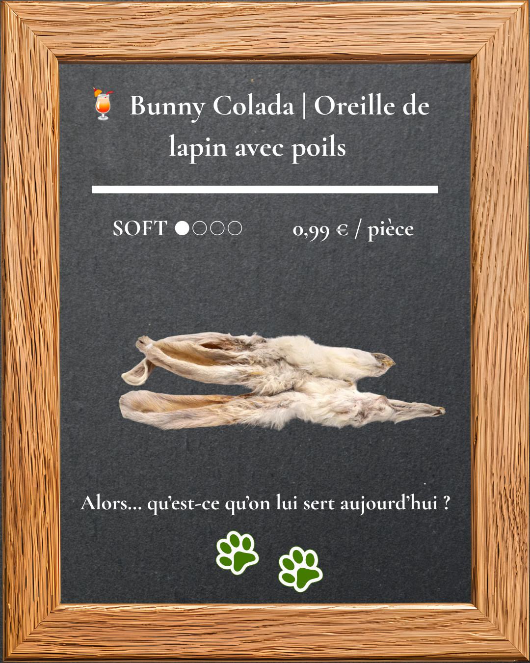 Bunny Colada, oreille de lapin avec poils, mastication douce pour chien